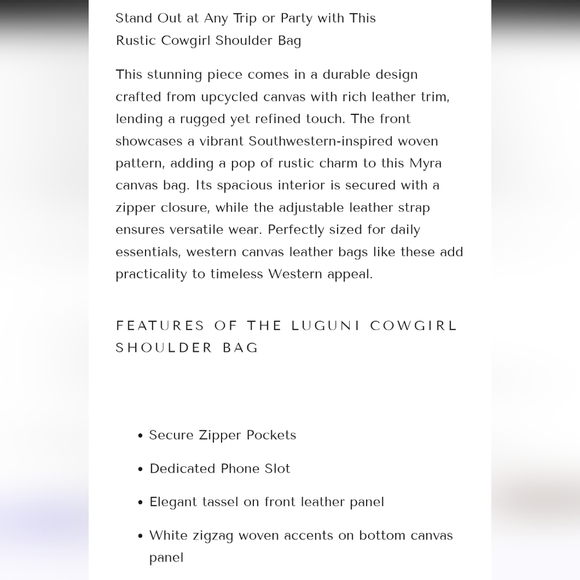 Myra Lugini Shoulder Bag Rixh Canvas & Leather Trim Adj. Strap Rustic Cowgirl - Picture 14 of 15